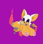  areola bat big_areola big_breasts big_butt breasts butt collar erect_nipples female glass green_eyes hair heels huge_breasts large_areola mammal nipples rouge_the_bat sega sonic_(series) thecon white_hair 