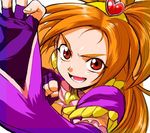  aoba_(smartbeat) clenched_hand cure_bloom face fighting_stance fingerless_gloves foreshortening futari_wa_precure_splash_star gloves hyuuga_saki orange_hair precure red_eyes simple_background solo white_background 