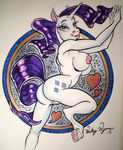  &lt;3 anthro anthrofied blue_eyes breasts equine eyeshadow female friendship_is_magic hair hooves horn horse makeup mammal my_little_pony nipples nude pinup pose purple_hair pussy rarity_(mlp) signature solo standing unicorn vicky_wyman 