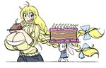  birthday blonde_hair bunny_doll cake cassie(theycallhimcake) gigantic_breasts hair_ribbons huge_breasts matsu-sensei original sketch sweater theycallhimcake twin_braids very_long_hair 