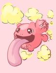  fusion gen_1_pokemon happy lickitung long_tongue no_humans pokemon pokemon_(creature) pokemon_(game) smile solo tongue weezing 