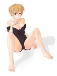  blonde_hair climatic katawa_shoujo lingerie red_eyes satou_akira short_hair sitting solo spread_legs underwear 