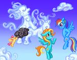  angry blush cloud clouds cutie_mark equine female feral flying friendship_is_magic group hair horse mammal multi-colored_hair my_little_pony outside pegasus pony purple_eyes rainbow_dash_(mlp) rainbow_hair sky superkeen wings 