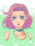  bad_id bad_pixiv_id blue_eyes choker earrings hairband jewelry jojo_no_kimyou_na_bouken lips ma_2 pink_hair short_hair solo sugimoto_reimi 