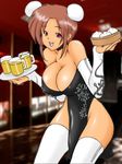  1girl breasts chinese_clothes double_bun food highres large_breasts lion_(abc3639) nikuman rai_on_(abc3639) waitress 
