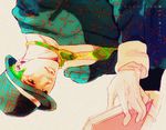  bowler_hat formal green_hair hat jojo_no_kimyou_na_bouken kira_yoshikage male_focus miya1018 necktie solo suit 