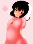  :3 animal_ears arms_behind_back black_hair blush breasts bunny_ears carrot clover covered_nipples dress four-leaf_clover geno_(9999) inaba_tewi naughty_face red_eyes short_hair small_breasts smile solo touhou 