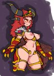  alexstrasza animal_humanoid areola biped blizzard_entertainment blush bracelet breasts cape clothed clothing dragon_humanoid erect_nipples eyebrows eyelashes female hair horn humanoid jewelry long_hair looking_at_viewer mammal necklace nipples not_furry nude partially_clothed pussy reccand red_hair simple_background smile solo standing sweat thick_thighs video_games voluptuous warcraft 