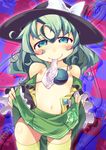  bad_id bad_pixiv_id blue_eyes blush bow bow_panties flat_chest hat heart heart-shaped_pupils komeiji_koishi looking_at_viewer mouth_hold navel nipples nyagakiya open_clothes open_shirt panties panties_in_mouth shirt silver_hair skirt skirt_lift smile solo symbol-shaped_pupils third_eye touhou underwear 