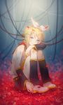  bad_id bad_pixiv_id blonde_hair blue_eyes flower hairband io_(sinking=carousel) kagamine_rin kokoro_(vocaloid) petals ribbon smile solo vocaloid 