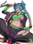  1girl blue_hair breasts large_breasts midriff multicolored_hair navel soul_calibur soul_calibur_vi tagme tira_(soulcalibur) two-tone_hair underboob 