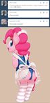  apron blue_eyes clothing cutie_mark english_text equine fapplejackoff female friendship_is_magic fur hair horse japanese_text looking_at_viewer looking_back mammal my_little_pony open_mouth pink_fur pink_hair pinkie_pie_(mlp) pony solo text tumblr 