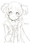  :d akagi_miria blush character_name highres hood hoodie idolmaster idolmaster_cinderella_girls monochrome muku_(muku-coffee) open_clothes open_hoodie open_mouth simple_background smile solo two_side_up white_background 