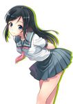  aragaki_ayase arms_behind_back black_hair blue_eyes blush hyuuga_azuri long_hair ore_no_imouto_ga_konna_ni_kawaii_wake_ga_nai school_uniform serafuku simple_background skirt smile solo white_background 