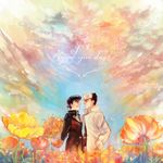  black_hair bouquet dated family field flower flower_field gakuran hat higashikata_jousuke jojo_no_kimyou_na_bouken kuujou_joutarou long_coat multiple_boys pompadour poppy_(flower) school_uniform toshi_(1040301) 