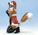  butt candy_cane canine christmas clothing cristmas cristmas_clothing demon female fox fur fur_trim hanazawa hat holidays horn kneeling male mammal orange_fur red_eyes rubber solo suggestive tail_ring 