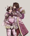  1girl armor bad_id bad_pixiv_id berry-a brown_hair couple crown dango eating food helmet hetero husband_and_wife sengoku_musou sengoku_musou_3 short_hair shoulder_pads tachibana_ginchiyo tachibana_muneshige_(sengoku_musou) wagashi 