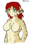  chest_tuft christopherlee droopy_ears feline female fur green_eyes hair likemaniac_(character) mammal nude red_hair sketch solo tiger tuft 