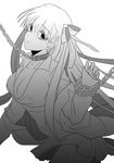  bad_id bad_pixiv_id bdsm bondage bound breasts chain cleavage collar fate/stay_night fate_(series) greyscale hair_ribbon large_breasts leash long_hair matou_sakura monochrome ribbon slave solo ty_1865 