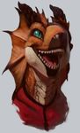  anthro dragon green_eyes happy looking_up open_mouth plain_background portrait scalie solo teeth veramundis 