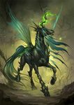  2013 blue_hair changeling dark equine feral friendship_is_magic green_eyes hair horn magic my_little_pony queen_chrysalis_(mlp) wings 