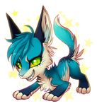  abstract_background canine chibi cute dog feral green_eyes looking_at_viewer mammal piranhapettingzoo plain_background raised_tail solo sparkledog yellow_sclera 