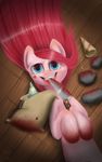  blood blue_eyes cmcelestia creepy equine female feral friendship_is_magic fur hair horse insane knife lying madame_le_floure_(mlp) mammal my_little_pony on_back party_hat pink_fur pink_hair pinkamena_(mlp) pinkie_pie_(mlp) pony rockey_(mlp) rocky_(mlp) signature smile solo soul_devouring_eyes 