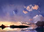  amabato cirno lake scenery sky solo sunset touhou 