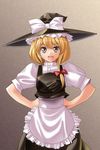  blonde_hair hair_ribbon hands_on_hips hat itacha_(artist) kirisame_marisa ribbon solo touhou witch_hat yellow_eyes 