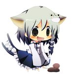  alternate_hair_color animal_ears bad_id bad_pixiv_id blush cat_ears cat_tail chibi fang gradient_hair green_eyes happy kemonomimi_mode kochiya_sanae mouse multicolored_hair open_mouth pasutel purple_hair silver_hair simple_background solo tail tail_wagging touhou 