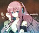  bare_shoulders blue_eyes bug butterfly cable collarbone insect long_hair looking_at_viewer megurine_luka pink_hair rokuf solo spread_fingers tattoo very_long_hair vocaloid 