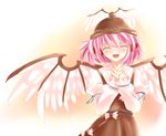  bad_id bad_pixiv_id baocaiwangfei blush closed_eyes happy hat mystia_lorelei pink_hair smile solo touhou wings 