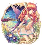  bad_id bad_pixiv_id breasts bug butterfly elf flower head_wings insect long_hair nardack navel original pointy_ears red_hair small_breasts solo underboob wings 