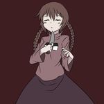  braid brown_hair closed_eyes gyo knife madotsuki solo twin_braids yume_nikki 