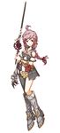  armor claves flower official_art pink_eyes pink_hair ponytail red_flower red_rose rose solo sword trusty_bell weapon yoshioka_kumiko 
