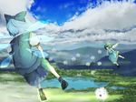  bad_id bad_pixiv_id cirno daiyousei flying kedama lake misty_lake multiple_girls scarlet_devil_mansion tokoroten_(hmmuk) touhou 