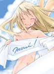  bad_id bad_pixiv_id blonde_hair closed_eyes copyright_request french happy kurafuji_sachi long_hair lowres navel nude open_mouth solo 