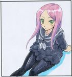  green_eyes kikuta original pantyhose pink_hair school_uniform solo 