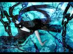  arm_cannon black_rock_shooter black_rock_shooter_(character) burning_eye chain long_hair navio solo trench_coat weapon 