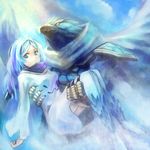  bird blue_eyes blue_hair edobox gigandal_federation long_hair pixiv_fantasia pixiv_fantasia_3 wings 