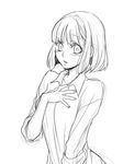  bad_id bad_pixiv_id blush chihiro_(onigiri) greyscale monochrome nanami_haruka short_hair simple_background sketch solo uta_no_prince-sama white_background 