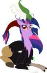  cdla draconequus fangs female feral friendship_is_magic hair horn looking_at_viewer my_little_pony pink_hair purple_eyes smile solo twilight_sparkle_(mlp) two_tone_hair 