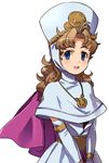  belt blue_eyes blush brown_hair cape capelet dragon_quest dragon_quest_viii hat jewelry long_hair minnie naso4 necklace pendulum skirt solo v_arms 