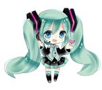  aqua_eyes chibi detached_sleeves green_hair hatsune_miku headset koyubisennti long_hair necktie open_mouth simple_background skirt solo thighhighs twintails very_long_hair vocaloid white_background 