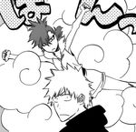  bleach kubo_taito kurosaki_ichigo mera_(bleach) monochrome o_o simple_background surprised 