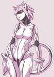  animal_ears bodysuit breasts cat_ears catsuit copyright_request highres large_breasts nakagami_takashi short_hair simple_background solo 
