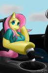  anthro anthrofied breasts car cleavage clothed clothing convertible equine female fluttershy_(mlp) friendship_is_magic hair hooves horse mammal manual_transmission my_little_pony pink_hair pony sikdrift sikdrift_(artist) steering_wheel 