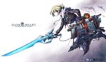  annie_leonhardt artist_name blue_eyes cosplay final_fantasy final_fantasy_viii green_hair gunblade jacket lionheart namesake paradis_military_uniform shingeki_no_kyojin solo squall_leonhart squall_leonhart_(cosplay) stevens8 weapon 