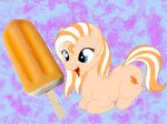 blue_eyes creamsicle cutie_mark dreamsicle_swirl equine female happy horse jeroba mammal my_little_pony original_character pony popsicle sitting solo 