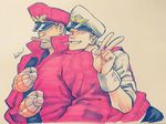  bad_id bad_pixiv_id cigar cosplay explosive grenade hat kotteri male_focus multiple_boys peaked_cap signature street_fighter team_captain team_fortress_2 the_scout the_soldier v vega vega_(cosplay) wrist_cuffs 